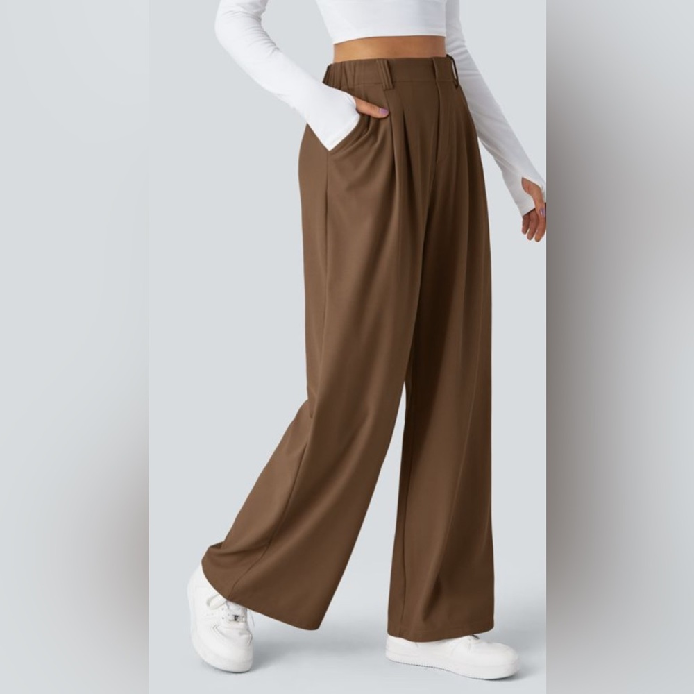 NWT HALARA brown dress pants Classic Tan Women's Trousers size med